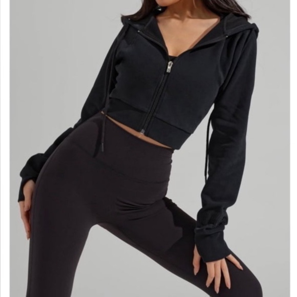 Buffbunny Cloud cropped hoodie, onyx black, xs crop hooded